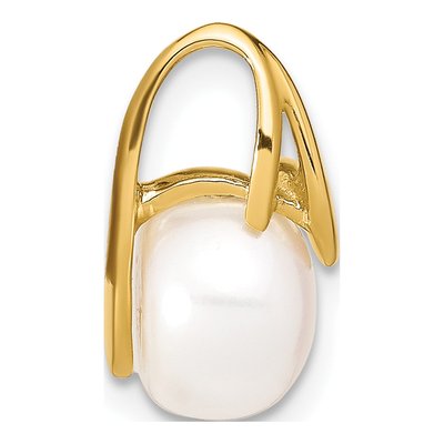 14K Yellow Gold Freshwater Cultured Pearl Button Slide Pendant – view 2