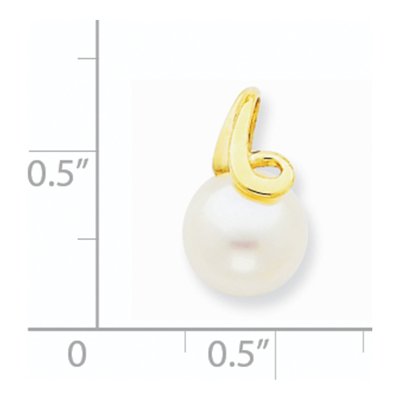 14K Yellow Gold Freshwater Cultured Pearl Button Slide Pendant – view 3