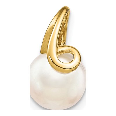 14K Yellow Gold Freshwater Cultured Pearl Button Slide Pendant