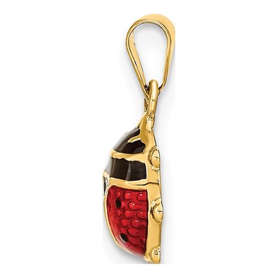 14K Yellow Gold Red Black Enamel Ladybug Pendant – view 3