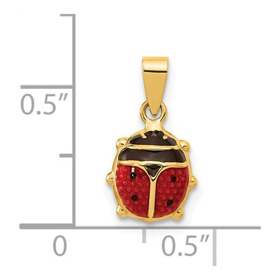14K Yellow Gold Red Black Enamel Ladybug Pendant – view 4