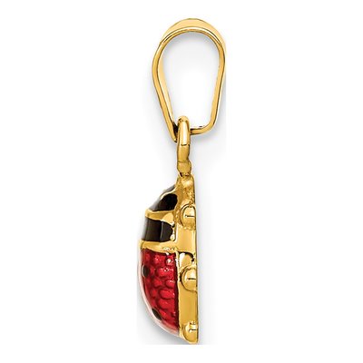 14K Yellow Gold Red Black Enamel Ladybug Pendant – view 3