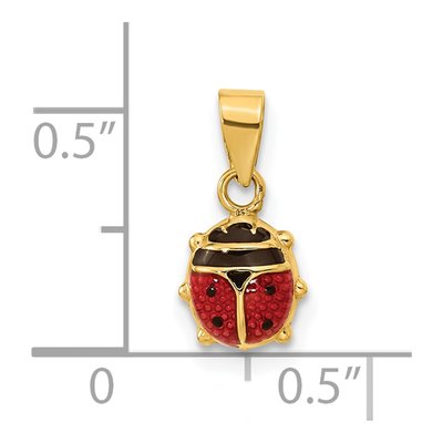14K Yellow Gold Red Black Enamel Ladybug Pendant – view 4