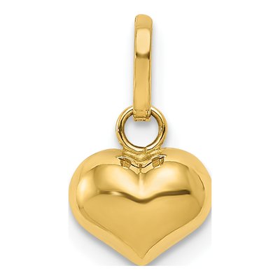 14K Yellow Gold 3-D Puffed Heart Charm