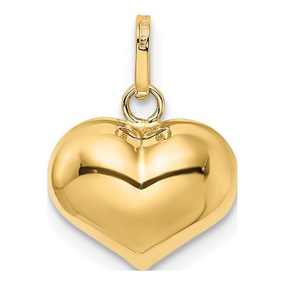 14K Yellow Gold Puffed Heart Pendant – view 5