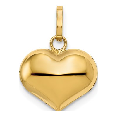 14K Yellow Gold Puffed Heart Pendant