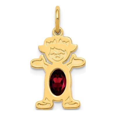 14K Yellow Gold Garnet Girl Charm
