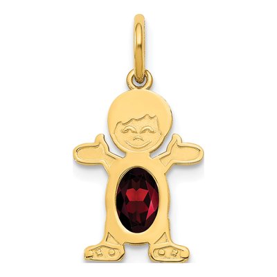 14K Yellow Gold Garnet Boy Charm