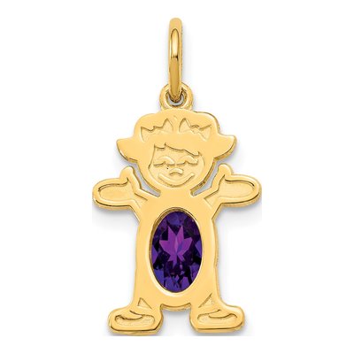 14K Yellow Gold Amethyst Girl Charm