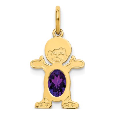 14K Yellow Gold Amethyst Boy Charm