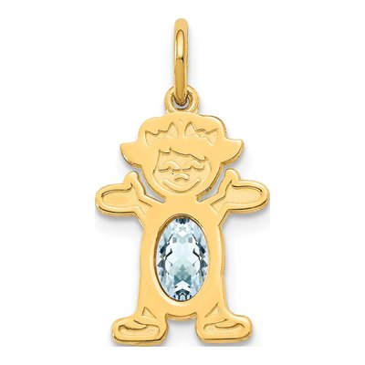 14K Yellow Gold Aquamarine Girl Charm