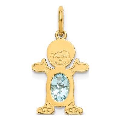 14K Yellow Gold Aquamarine Boy Charm