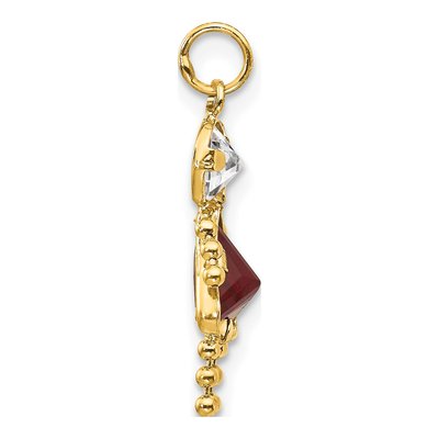 14K Yellow Gold CZ January Birthstone Girl Pendant – view 2