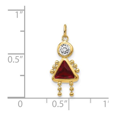 14K Yellow Gold CZ January Birthstone Girl Pendant – view 3