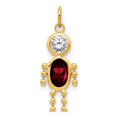 14K Yellow Gold CZ Boy's January Birthstone Pendant