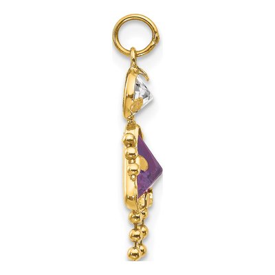 14K Yellow Gold CZ February Girl Birthstone Pendant – view 2