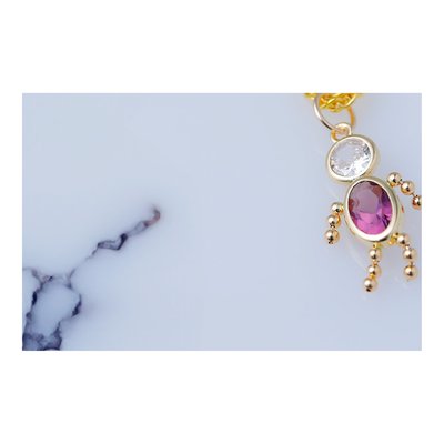 14K Yellow Gold CZ February Boy Birthstone Pendant – view 4