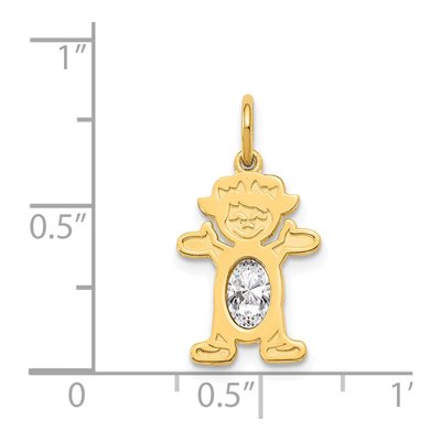 14K Yellow Gold White Topaz Girl Charm – view 4
