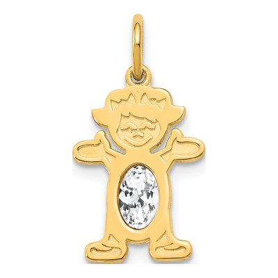 14K Yellow Gold White Topaz Girl Charm