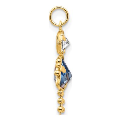 14K Yellow Gold CZ March Birthstone Girl Pendant – view 2