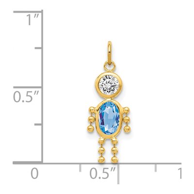14K Yellow Gold CZ March Boy Birthstone Charm – view 3