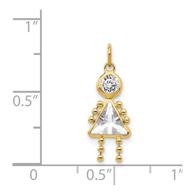 14K Yellow Gold CZ April Birthstone Girl Charm – view 3