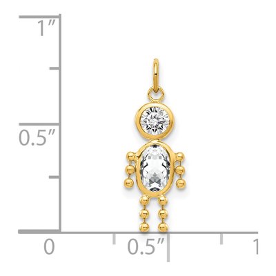 14K Yellow Gold CZ April Boy Birthstone Charm – view 3