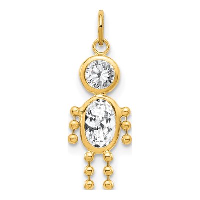 14K Yellow Gold CZ April Boy Birthstone Charm