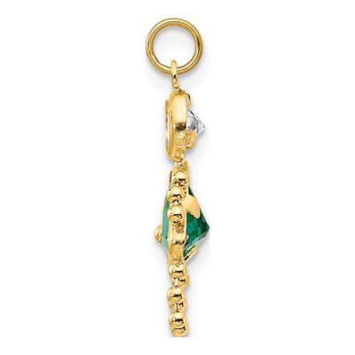 14K Yellow Gold CZ May Birthstone Girl Pendant – view 2