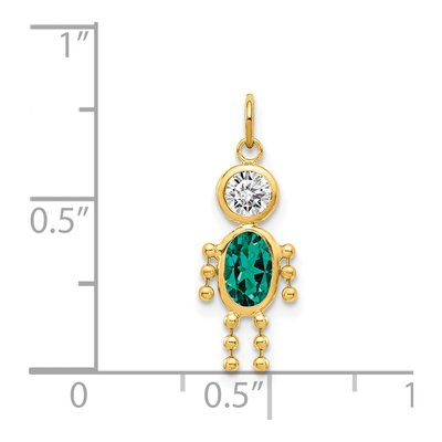 14K Yellow Gold CZ May Boy Birthstone Charm – view 3