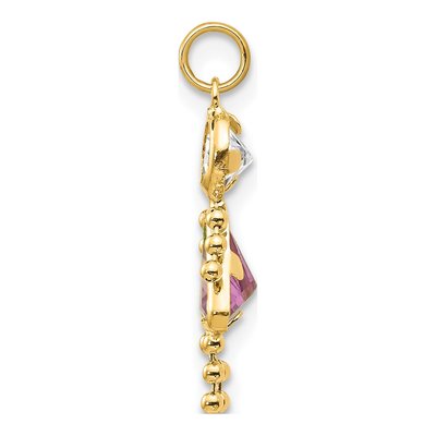 14K Yellow Gold CZ June Birthstone Girl Pendant – view 2