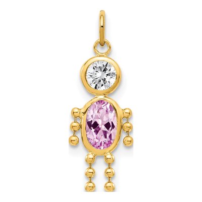 14K Yellow Gold CZ June Birthstone Boy Pendant
