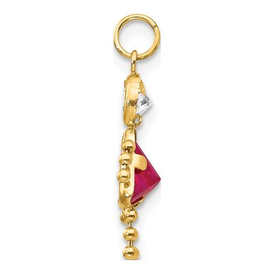 14K Yellow Gold CZ July Birthstone Girl Charm – view 2