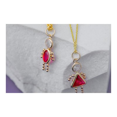 14K Yellow Gold CZ July Birthstone Girl Charm – view 4