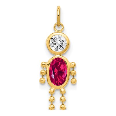 14K Yellow Gold CZ Boy's July Birthstone Charm