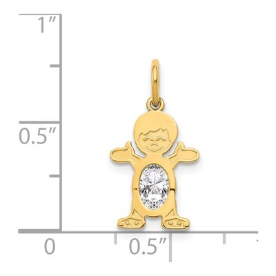 14K Yellow Gold White Topaz Boy Charm – view 4