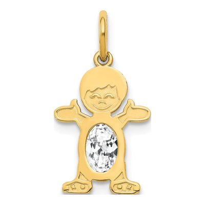 14K Yellow Gold White Topaz Boy Charm