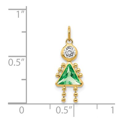 14K Yellow Gold CZ August Birthstone Girl Charm – view 3