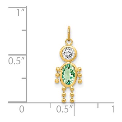 14K Yellow Gold CZ August Boy Birthstone Charm – view 3