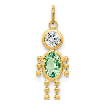 14K Yellow Gold CZ August Boy Birthstone Charm