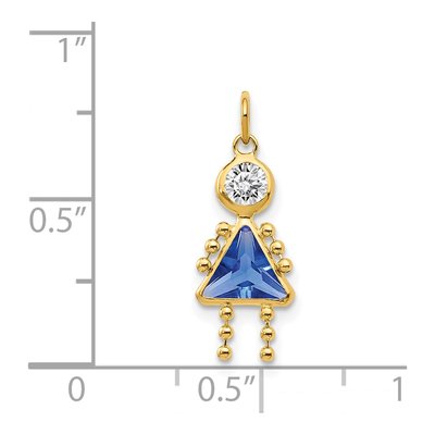 14K Yellow Gold CZ September Birthstone Girl Charm – view 3