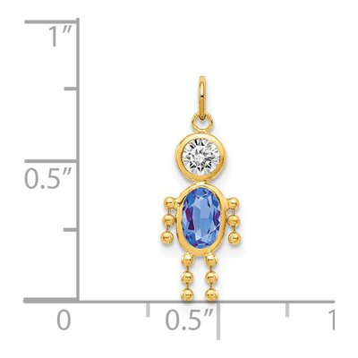 14K Yellow Gold CZ September Boy Birthstone Charm – view 3