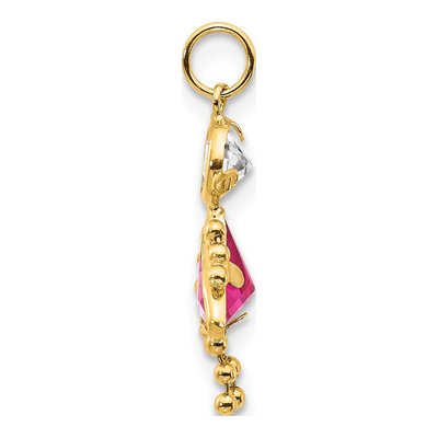 14K Yellow Gold CZ October Birthstone Girl Charm – view 2