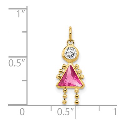 14K Yellow Gold CZ October Birthstone Girl Charm – view 3
