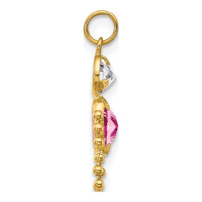 14K Yellow Gold CZ Boy's October Birthstone Charm – view 2