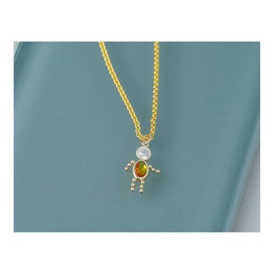 14K Yellow Gold CZ November Boy Birthstone Pendant – view 4