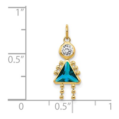 14K Yellow Gold CZ December Girl Birthstone Pendant – view 3