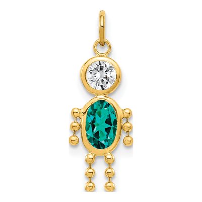 14K Yellow Gold CZ December Boy Birthstone Pendant