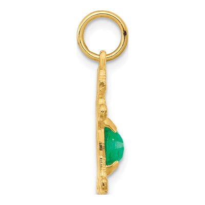 14K Yellow Gold Emerald Girl May Charm – view 3