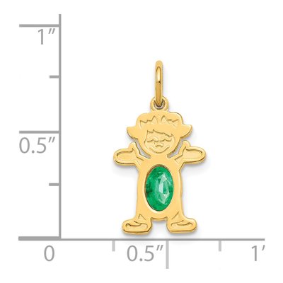 14K Yellow Gold Emerald Girl May Charm – view 4